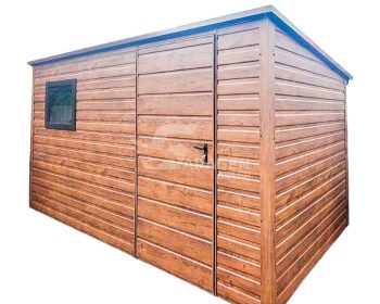 Gartenhaus - Gartenschuppen 3,5x2m - Tür - PVC Kippfenster - Dunkles Walnussholz - Holzoptik - Flachdach | GP433 |