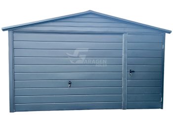 Blechgarage 4x6m - Schwingtor - Tür - Anthrazit - Dachrinnen - Satteldach | ID677 |