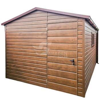 Gartenhaus - Gartenschuppen 3x4m - Tür - PVC Kippfenster - Dunkles Walnussholz - Holzoptik - Dachrinnen - Satteldach | ID670 |