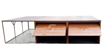 Blechgarage  6x6m -2x Schwingtor + Überdachung 3m x 6m - Pultdach GP132