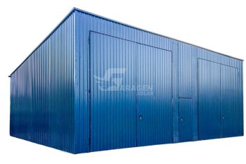 Halle - Blechgarage 12x6m - 2x Zweiflügeliges Tor - Tür - Anthrazit - Flachdach GP417