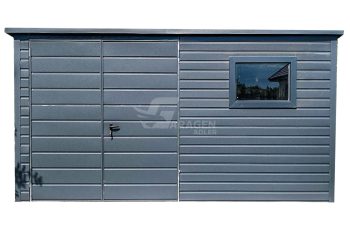 Gartenhaus - Gartenschuppen 4x2,5m - Zweiflügeliges Tor - PVC Kippfenster - Anthrazit - Flachdach | ID657 |