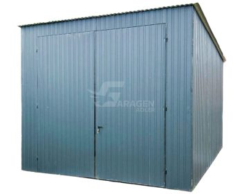 Blechgarage 4x5,5m - Zweiflügeliges Tor - Anthrazit - Flachdach | GP411 |