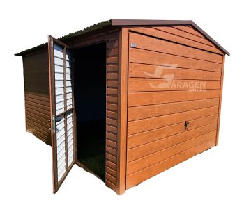 Blechgarage 3x4m Horizontal Blech Schwingtor Satteldach Holzoptik ID100