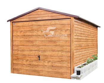 Blechgarage 3x6m Horizontal Blech Schwingtor Satteldach Holzoptik | ID102 |
