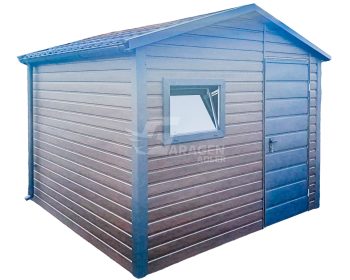 Gartenhaus - Gartenschuppen 3x3m - Tür - PVC Kippfenster - Dunkles Walnussholz - Holzoptik - Anthrazit - Dachrinnen - Metalldachziegel - Satteldach | ID648 |