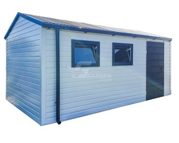 Gartenhaus - Gartenschuppen 5x4m - Tür - 2x PVC Kippfenster - Weiß - Anthrazit - Dachrinnen - Satteldach | ID650 |