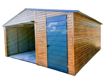 Blechgarage 5x5m Horizontal Blech Schwingtor Satteldach Holzoptik Anthrazit | ID107 |