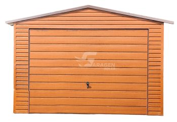 Blechgarage 3,5x 6m Schwingtor Satteldach Holzoptik | ID99 |