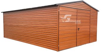 Blechgarage 4x6m Horizontal Blech Satteldach Schwingtor Holzoptik | ID144 |
