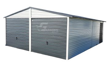 Blechgarage 6x7m Horizontal Blech Satteldach 2x Schwingtor Weiß Anthrazit ID156