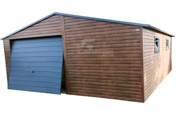 Blechgarage 6x6m Satteldach Schwingtor Holzoptik Zusätzlich Tür PVC Kippfenster ID118