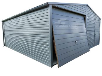 Blechgarage 6x6m Horizontal Blech Satteldach Schwingtor Anthrazit Zusätzlich Tür ID120