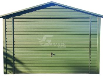 Blechgarage 3,5x6m - Schwingtor - Grün - Satteldach | ID641 |