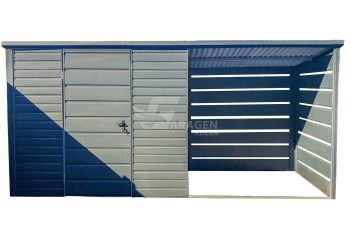 Gartenhaus - Gartenschuppen 2,5x1,5m + Überdachung 2,2m - Tür - Anthrazit - Flachdach | ID644 |