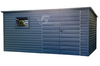 Gartenhaus - Gartenschuppen 4,5x2,5m - Zweiflügeliges Tor - PVC Kippfenster - Anthrazit - Flachdach | ID616 |