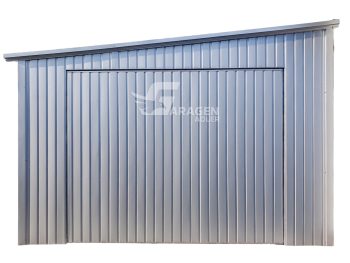 Blechgarage 4,5x9m - Schwingtor - Tür - Silber - Dach mit seitlichem Gefälle ID620