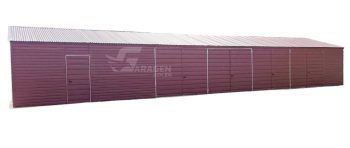 Blechhalle - Lagerhalle 20x6m - 4x Zweiflügeliges Tor - Tür - Dunkles Braun - Satteldach  ID607