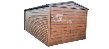 Blechgarage 3x6m Horizontal Blech Satteldach Schwingtor Holzoptik ID142