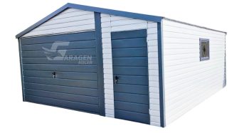 Blechgarage 5x6m Horizontal Blech Schwingtor PVC Kippfenster Weiß ID205