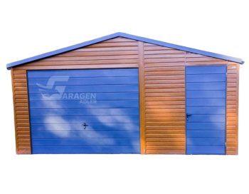 Blechgarage 5x6m Horizontal Blech Schwingtor Metalldachziegel Holzoptik ID206