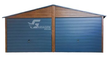 Blechgarage 6x5,5m Horizontal Blech 2x Schwingtor Holzoptik | ID208 |
