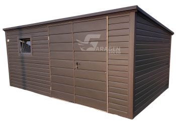 Gartenhaus - Schuppen 4,5x3m - Zweiflügeliges Tor - PVC Kippfenster - Anthrazit - Verzinkte Konstruktion - Flachdach | ID539 |