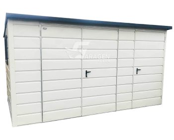 Gartenhaus - Schuppen 2,5x2m + Überdachung 1m - Zweiflügeliges Tor - PVC Kippfenster - Tür - Flachdach  ID529