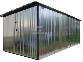 Blechgarage 3x5m Zweiflügeliges Tor - Verzinkt - Flachdach GP578