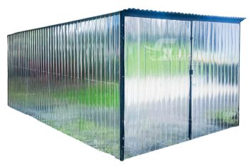 Blechschuppen - Blechgarage 3x5m - Zweiflügeliges Tor - Verzinkt - Flachdach | GP361 |