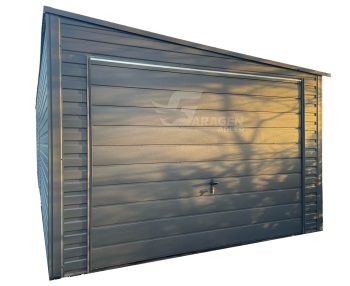 Blechgarage 3,5x8m - Schwingtor - 2x PVC Kippfenster - Dach mit Neigung nach rechts | GP274 |