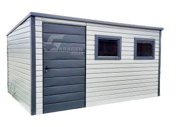 Gartenhaus 3,5x3m Pultdach Weiß Anthrazit 2x PVC Kippfenster | ID176 |