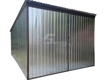 Blechgarage 3x4,5m Zweiflügeliges Tor - Verzinkt - Flachdach GP577