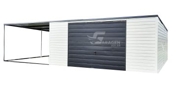 Blechgarage 6x6m Horizontal Blech Überdachung Pultdach Schwingtor Schwarz ID173