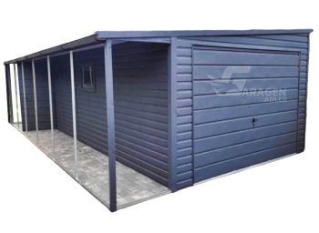 Blechgarage 3,5x7m Schwingtor Überdachung PVC Kippfenster Tür Dachrinnen | ID273 |