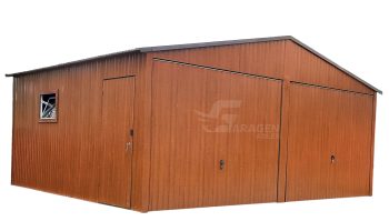 Blechgarage 6x5m Vertikal Blech 2x Schwingtor Holzoptik ID395