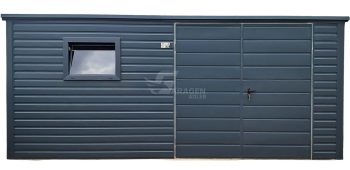 Gartenhaus - Gartenschuppen 4,5x2,5m Zweiflügeliges Tor - PVC Kippfenster - Anthrazit - Flachdach | ID995 |