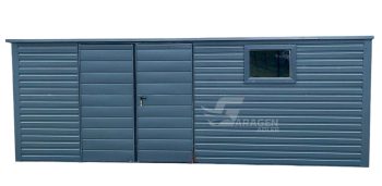 Gartenhaus 6x3m Zweiflügeliges Tor PVC Kippfenster Anthrazit Holzoptik Flachdach | GP256 |