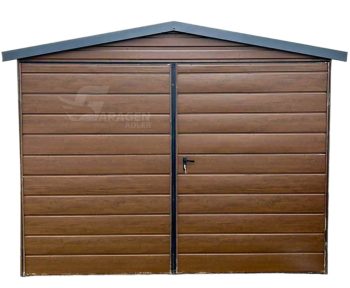 Blechgarage 3x6m Zweiflügeliges Tor PVC Kippfenster Anthrazit Holzoptik Satteldach | GP250 |