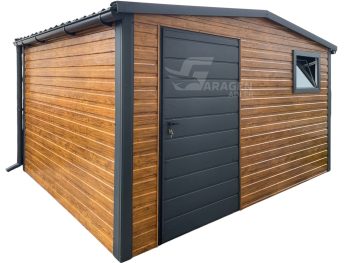 Gartenhaus 3x3m-Tür – PVC Kippfenster - Satteldach - Dachrinnen - Anthrazit - Metalldachziegel | GP233 |