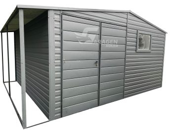 Gartenhaus 4x4m + Überdachung Tür 2xPVC Kippfenster - Satteldach | GP236 |