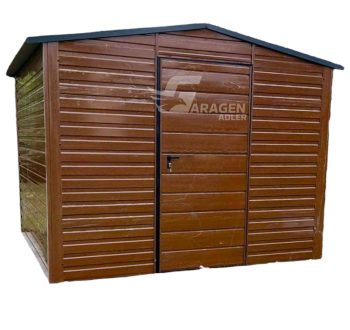 Gartenhaus 3x3m - Tür - Holzoptik - Dunkles Walnussholz - Satteldach | GP240 |