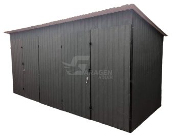 Gartenhaus  5x2m - 2x Zweiflügeliges Tor - Anthrazit - Pultdach GP187