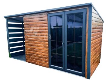 Gartenhaus 3x2m Überdachung 1,5m Pultdach Holzoptik ID268