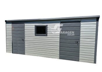 Gartenhaus 6x2m 2x PVC Kippfenster Anthrazit Silver Pultdach | ID282 |
