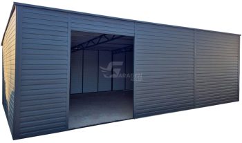 Blechgarage - Lager 9x6m Öffnung - Anthrazit - Flachdach GP571