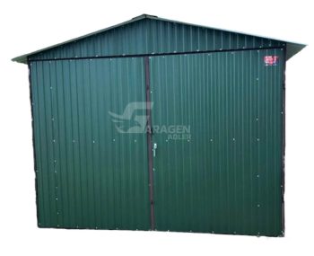 Blechgarage 3x6m Zweiflügeliges Tor - Grün - Satteldach - GP79