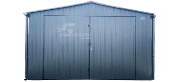 Blechgarage 4x5m Zweiflügeliges Tor - Dachrinnen - Anthrazit - Satteldach  | GP145 |