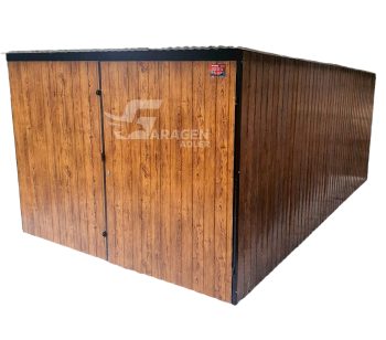 Blechgarage 3x6m - Zweiflügeliges Tor -  Holzoptik GP105
