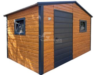 Gartenhaus - Gartenschuppen 3,5x2m - Tür - 2x PVC Kippfenster - Holzoptik - Anthrazit - Satteldach | ID998 |